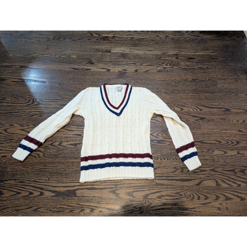Vintage Colleen Knitwear Rugby Sweater Womens Size Xs-s Cable Knit Long Sleeve